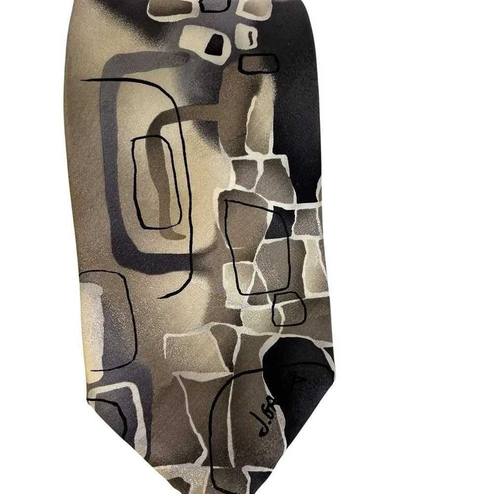Vintage J Garcia Arches Silk Tie Limited Collection Abstract Geometric 2000s